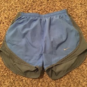 Blue and grey Nike shorts